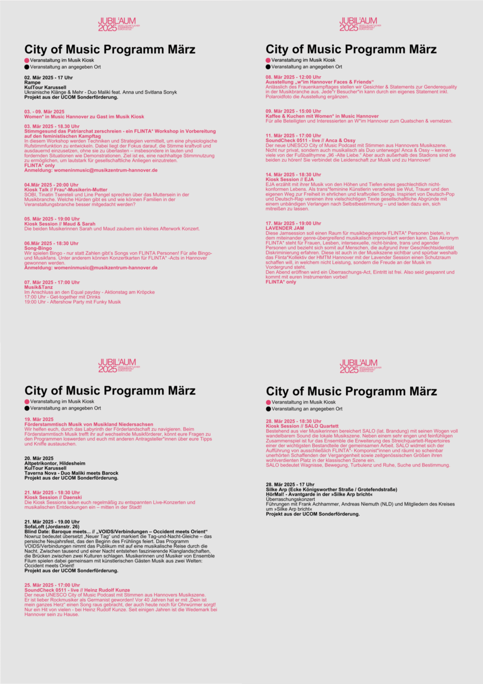 City of Music Programm März 2025