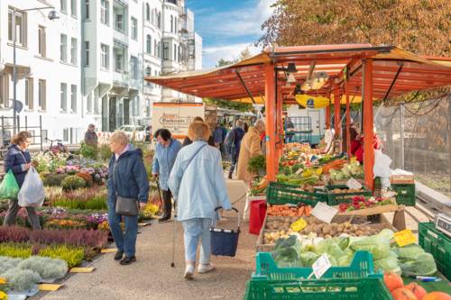 Der Wochenmarkt am Moltkeplatz.